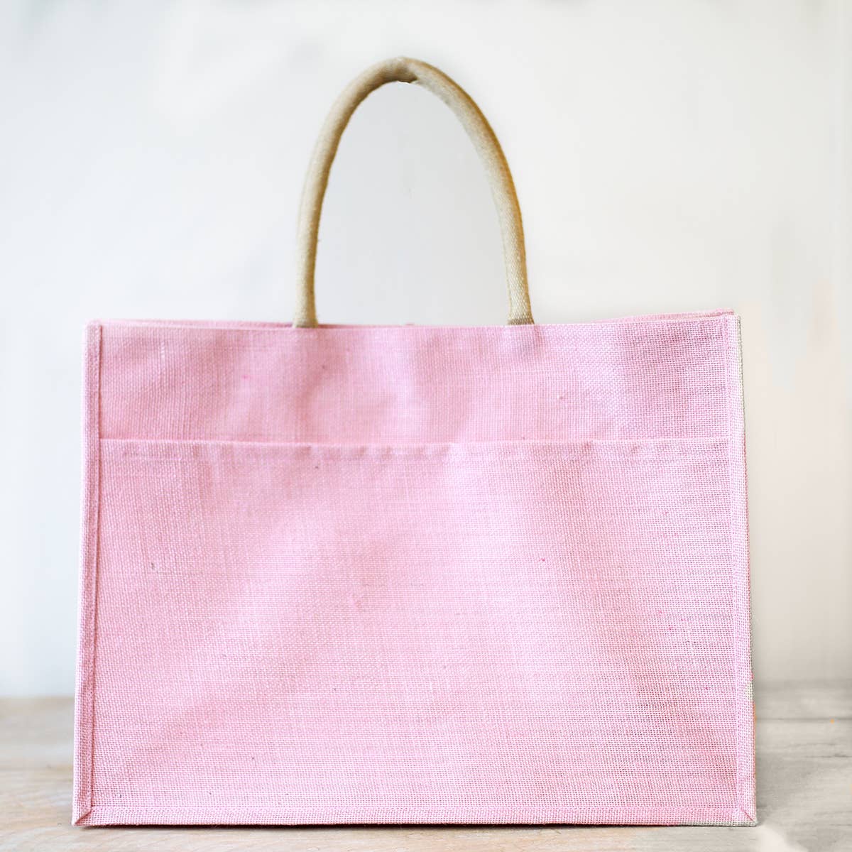 Jute Pocket Tote - Light Pink
