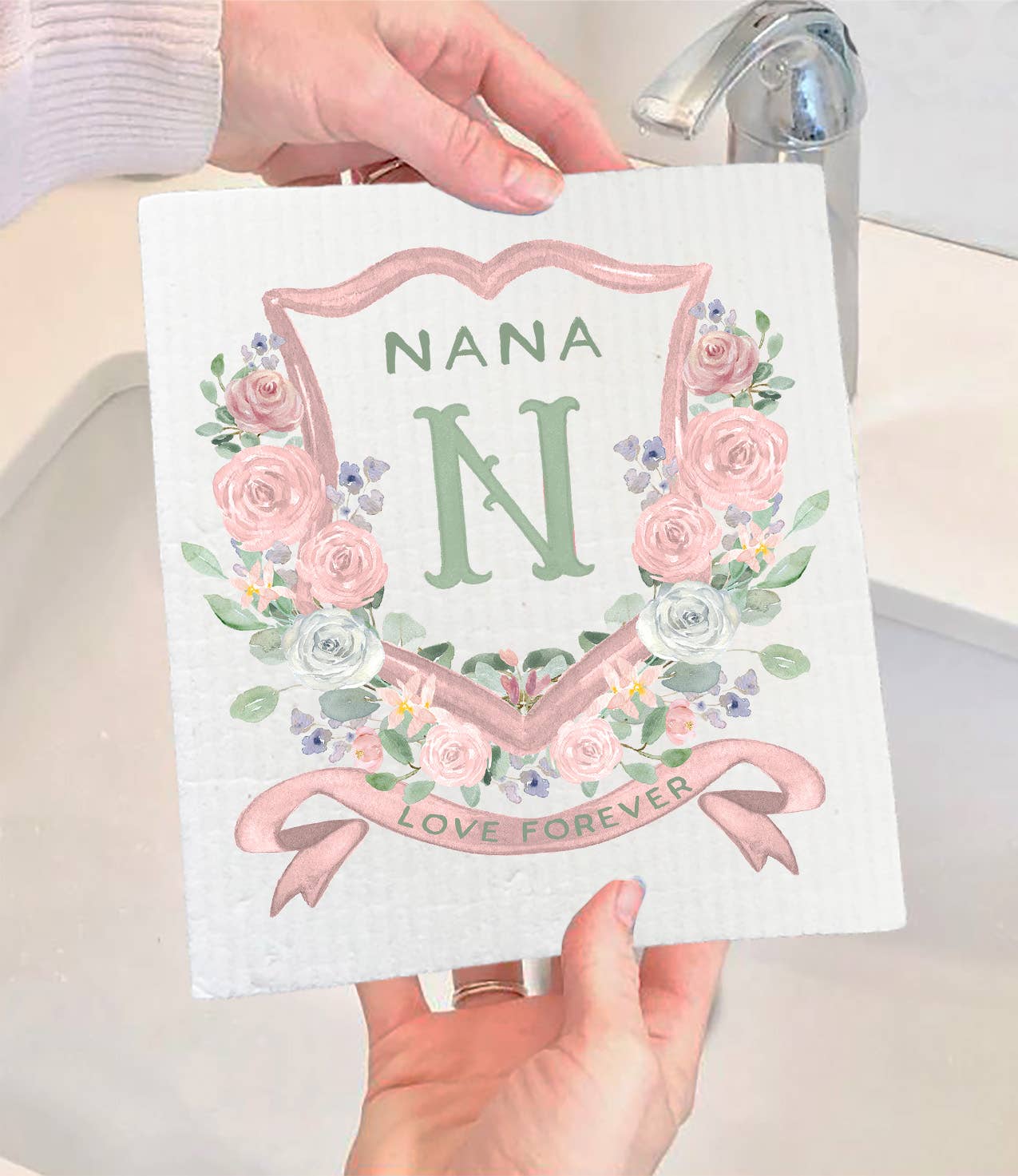 Nana Floral Crest Swedish Dishcloth