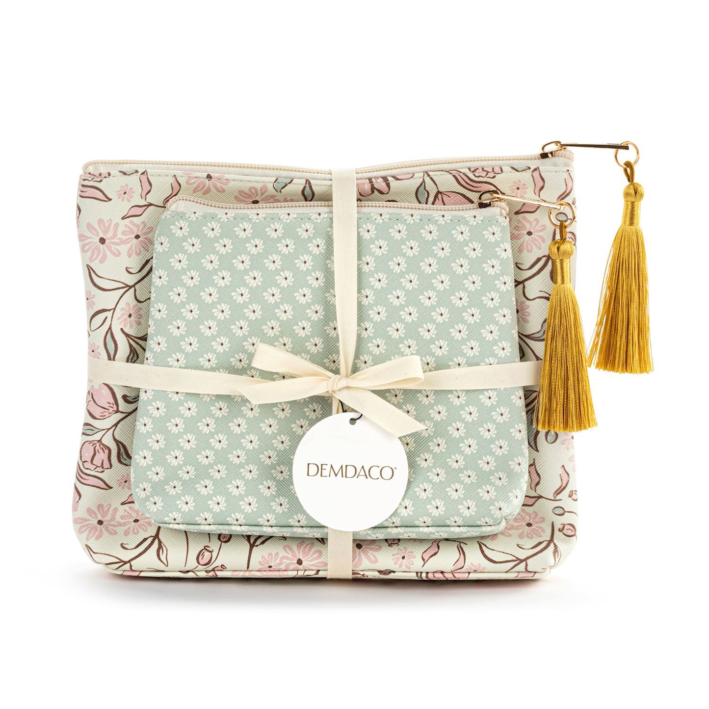 Vintage Floral & Daisy Zip Pouch Set