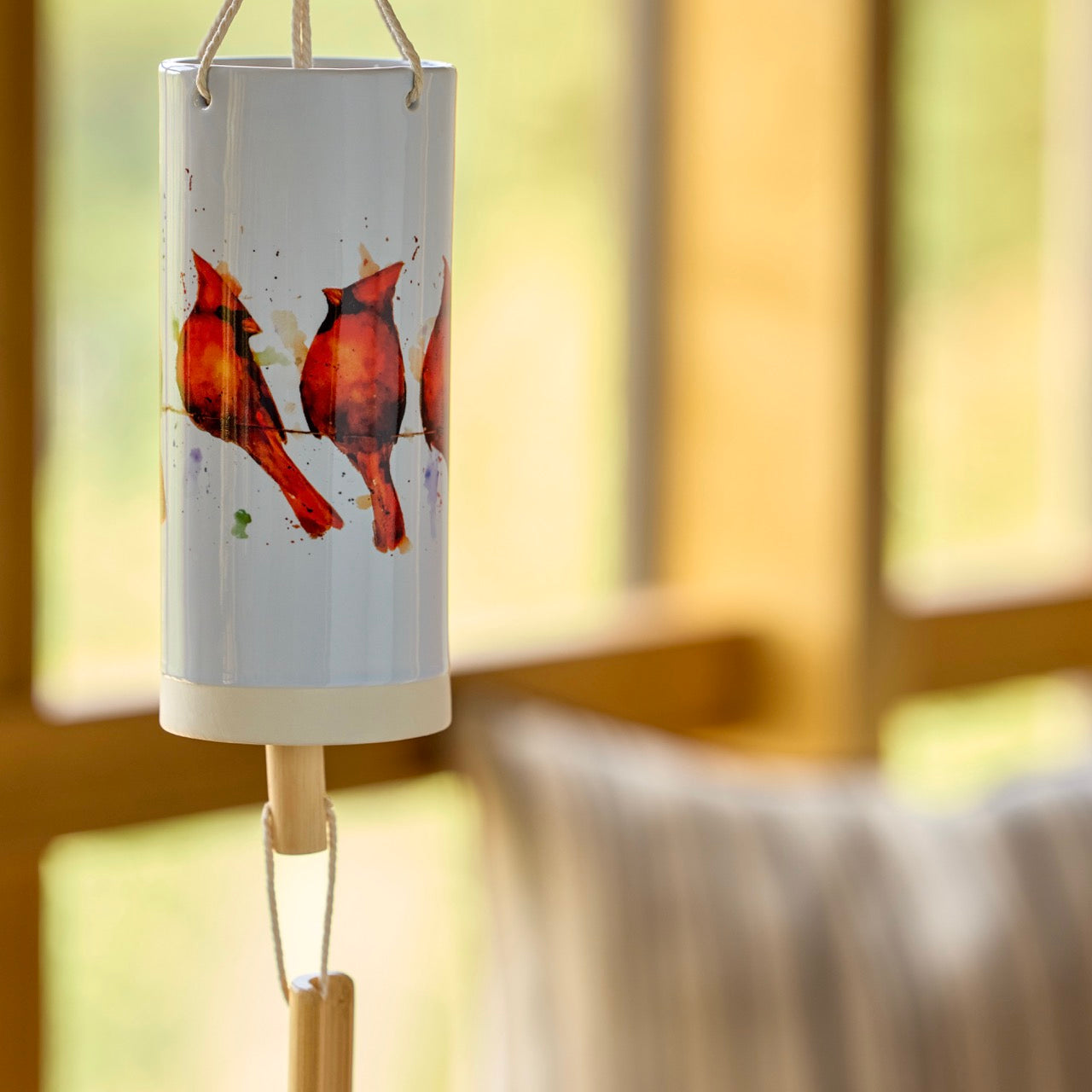 Cardinals on a Wire Windchime