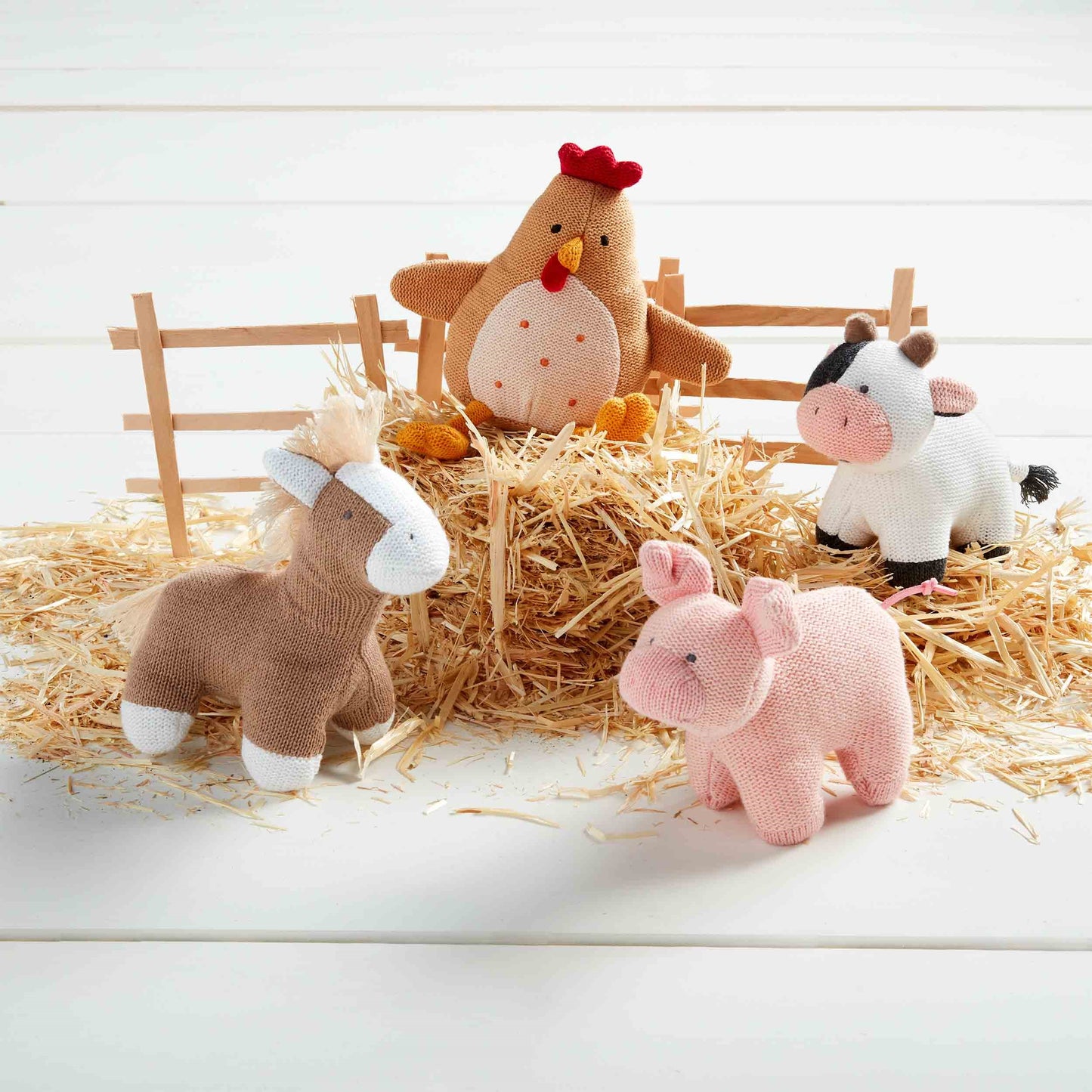 Farm Animal Knit Rattle - Pig