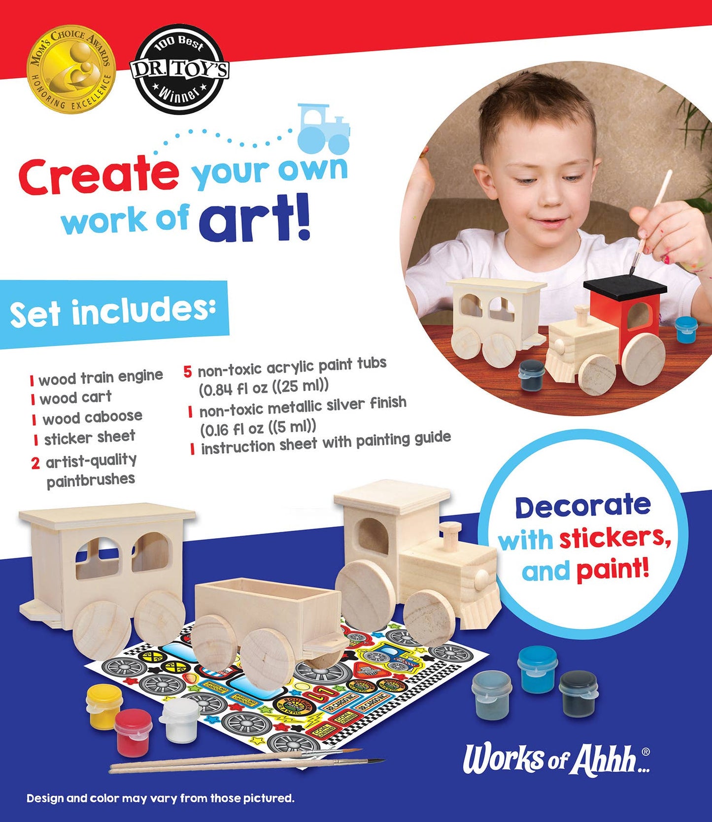 Toy Train Wood Paint Set