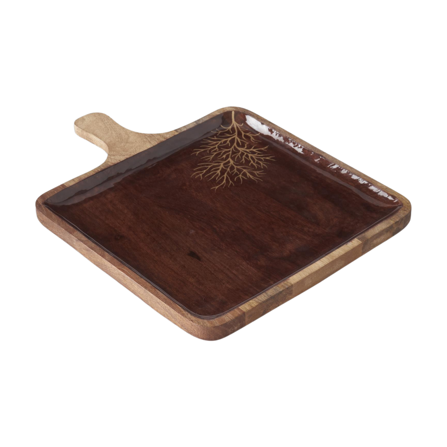 Wooden Enameled Gold Leaf Square Trays