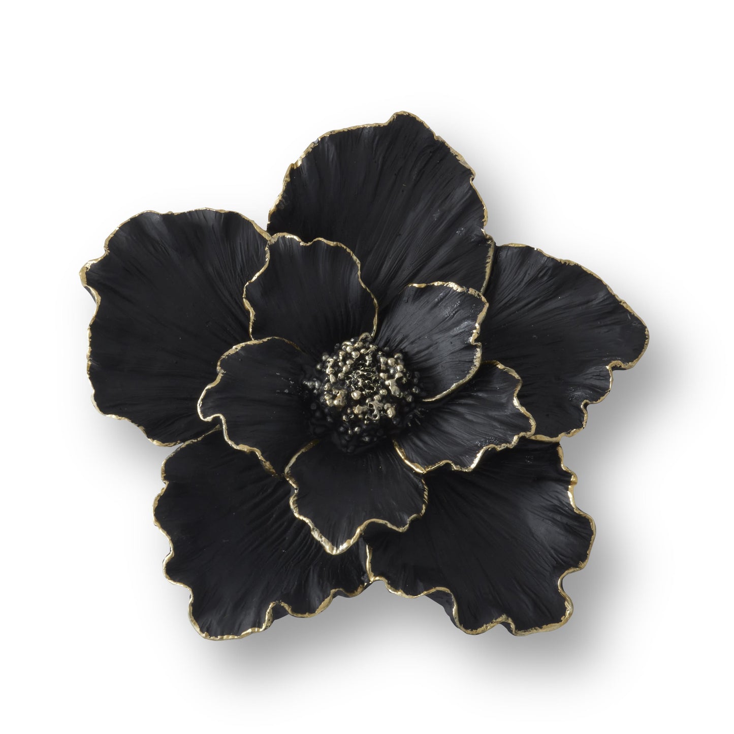 Resin Black & Gold Gilded Wall Flower
