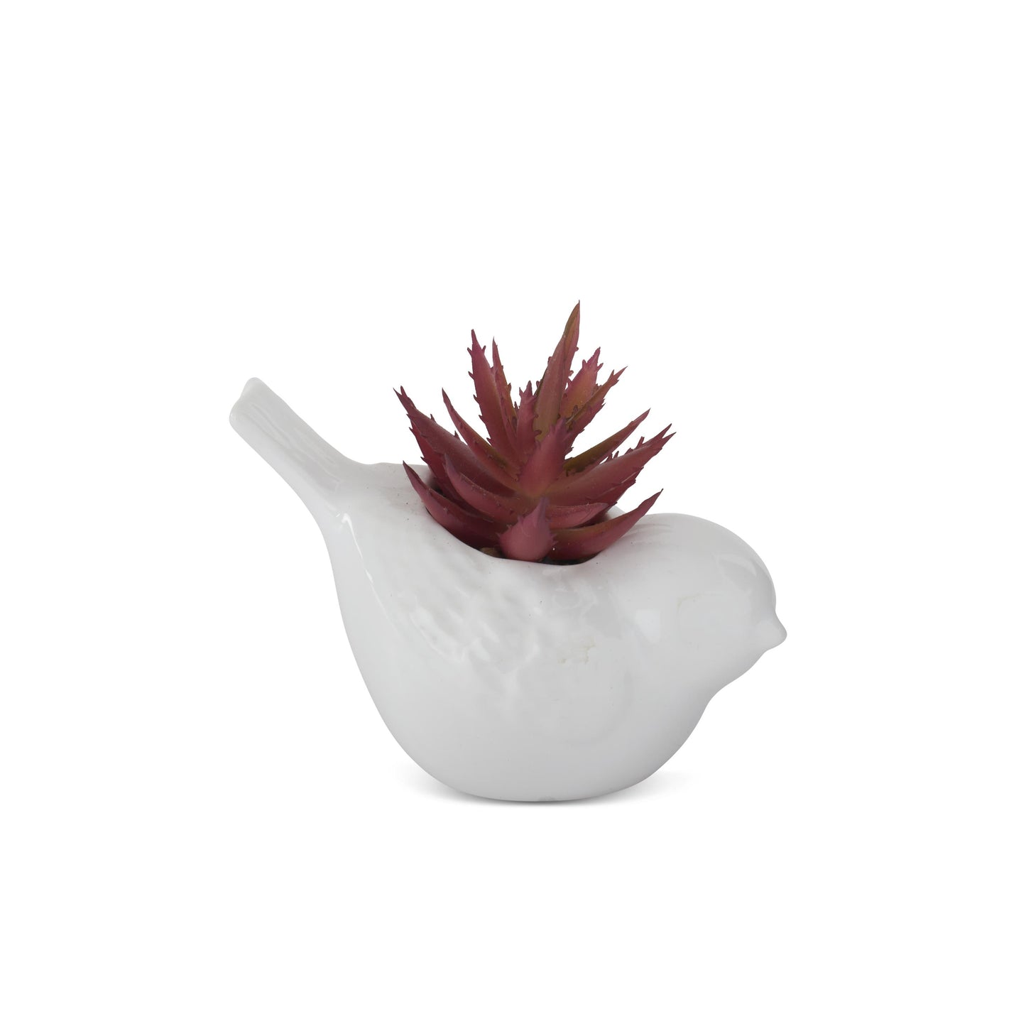 White Ceramic Bird with Succulent