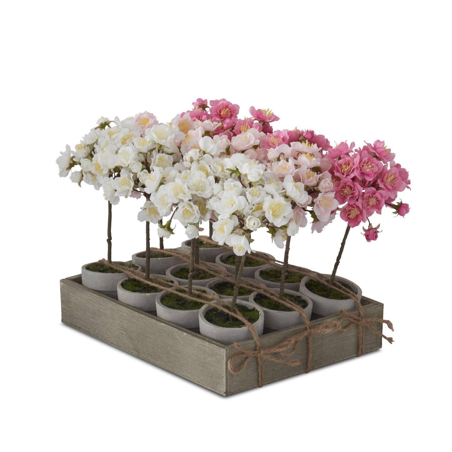 Potted Faux Cherry Blossom Topiaries