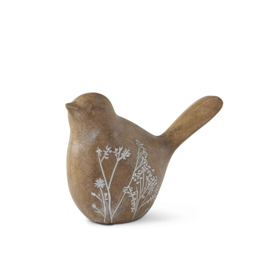 Brown Resin Flower Embossed Birds