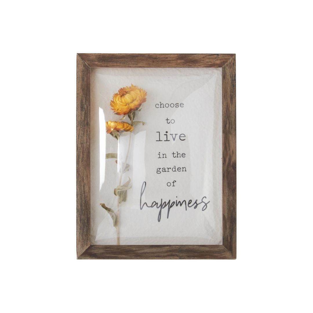 Inspirational Dried Floral Sign - Happiness
