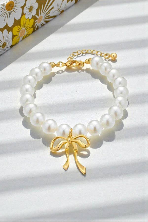 Jen Pearl Bow Beaded Bracelet