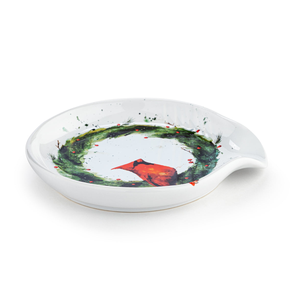 Cardinal In Holly Wreath Spoon Rest