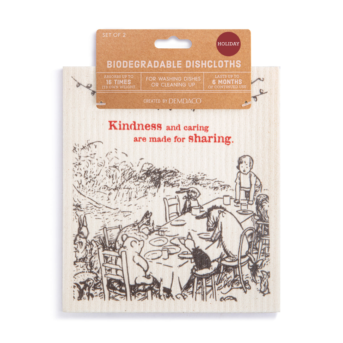 Holiday Biodegradable Dish Cloths Set - Made For Sharing