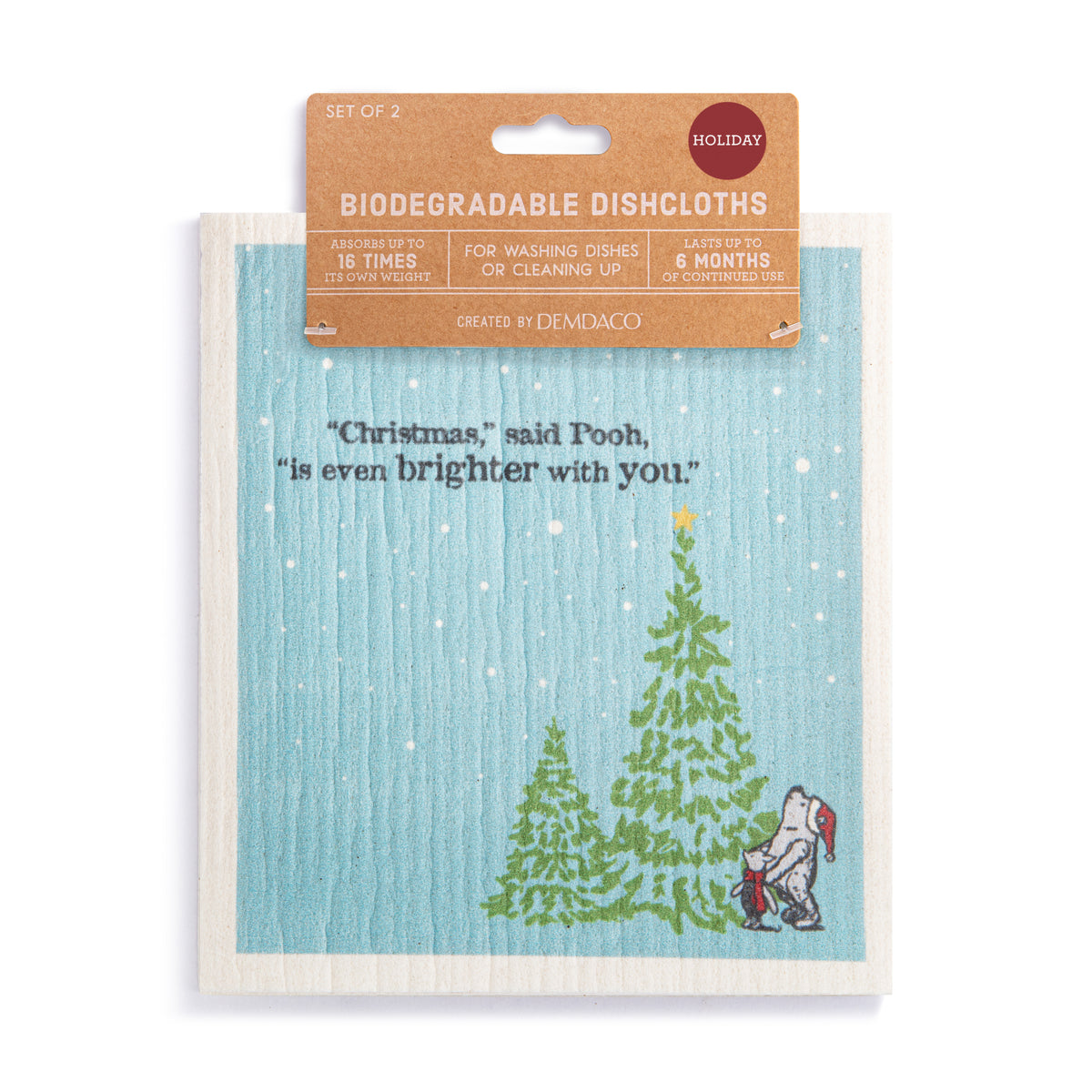 Holiday Biodegradable Dish Cloths Set - Brighter With You