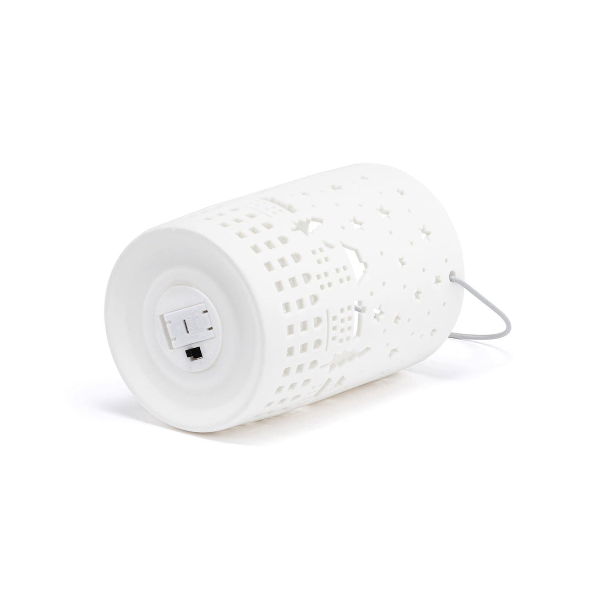 White LED Ceramic Holiday Village Scene Small Lantern