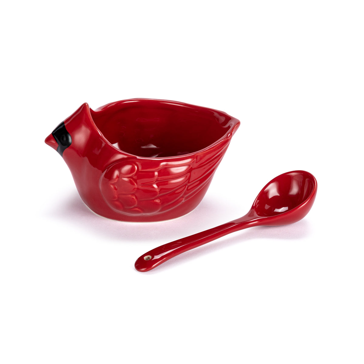Cardinal Ceramic Bowl with Spoon
