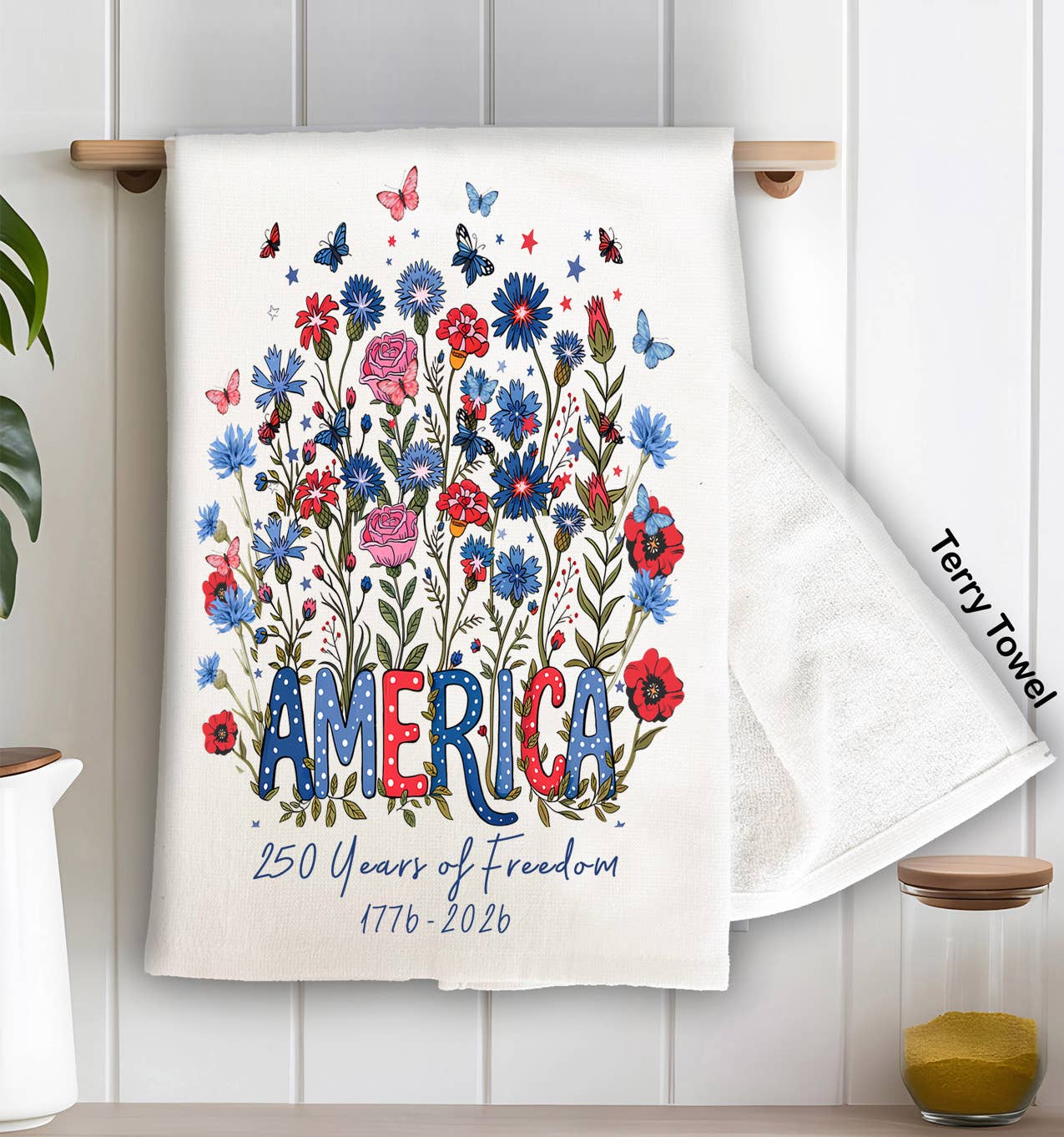 U.S. 250th Anniversary Flowers - Terry Towel