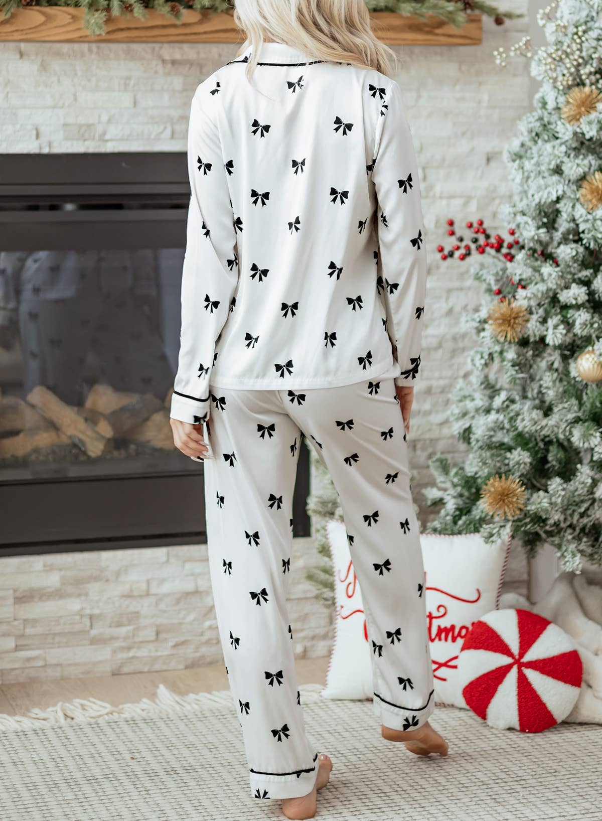 Bow Knot Print Pajama Set