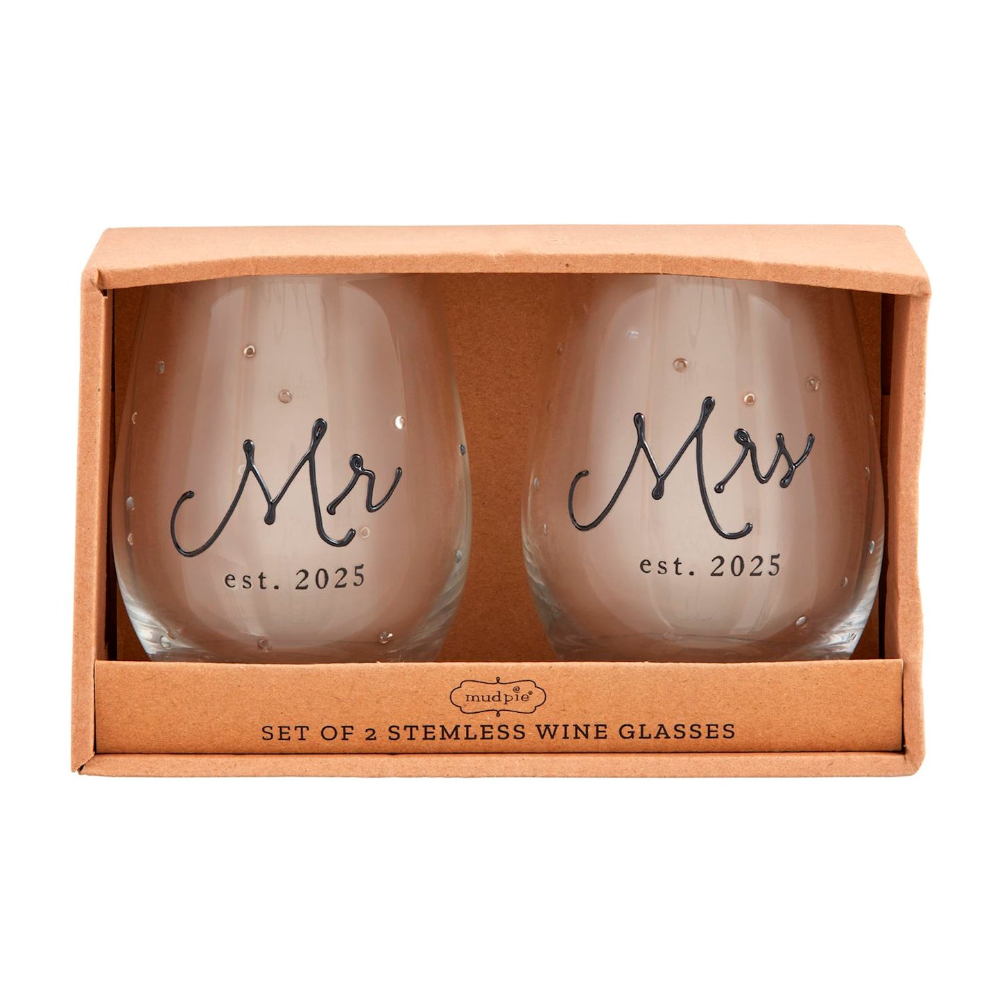 Mr. & Mrs. Est 2025 Wine Glass Set