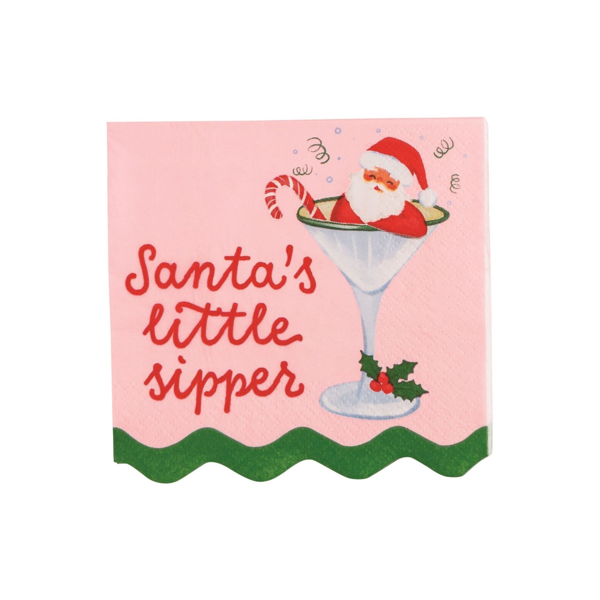 Holiday Bar Napkin Set - Santa's Little Sipper