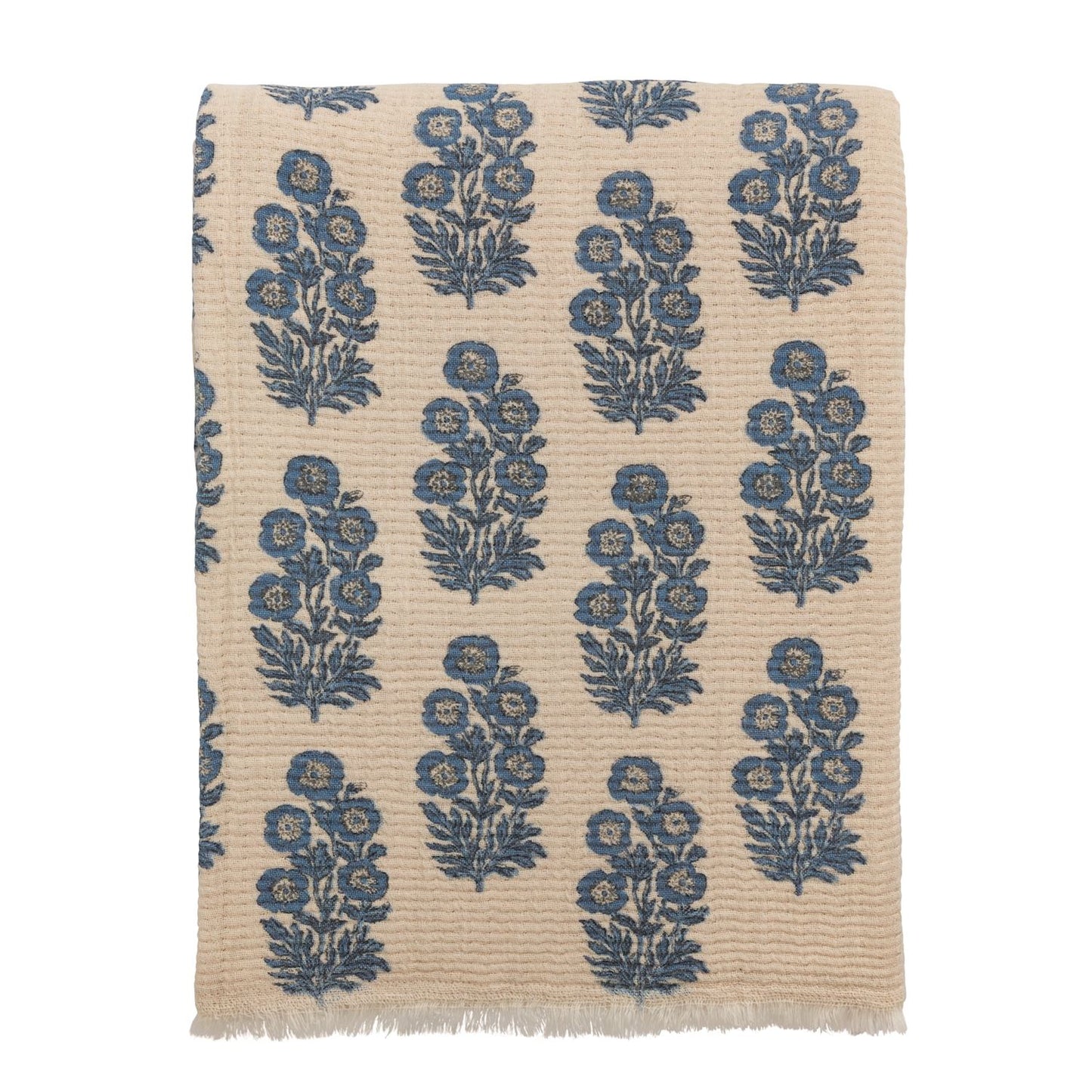 Blue Flower Repeat Throw Blanket