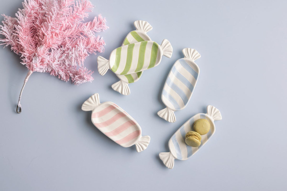 Pink Candy Tidbit Plate Set