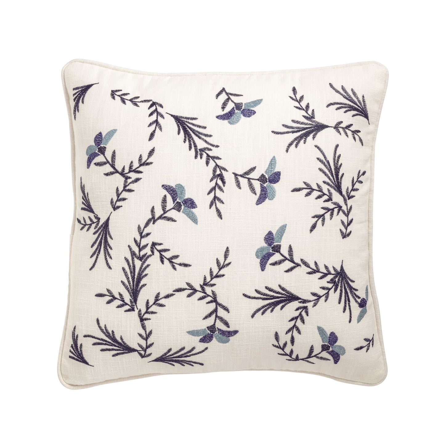 Square Crewel Floral Pillow