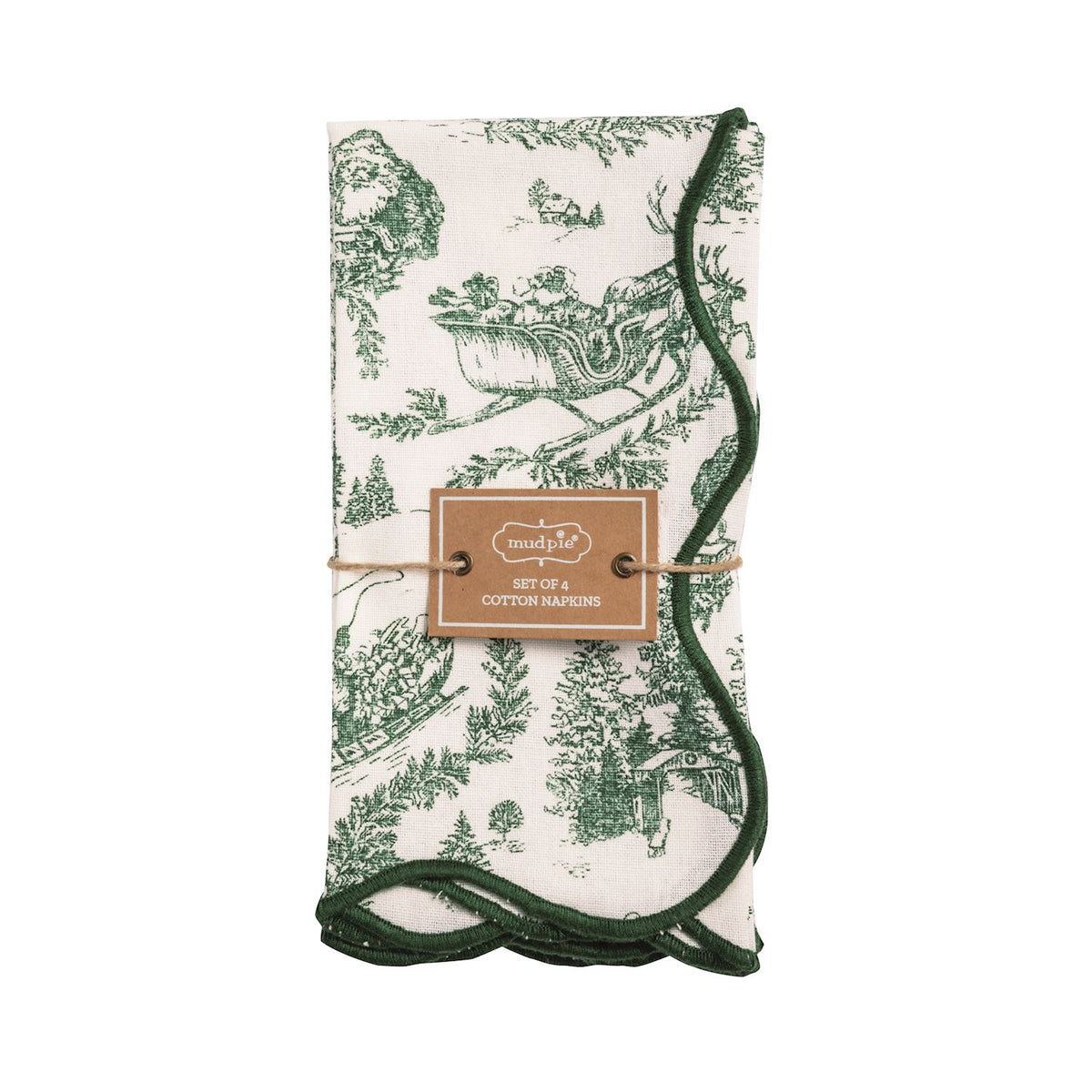 Green Toile Napkin Set