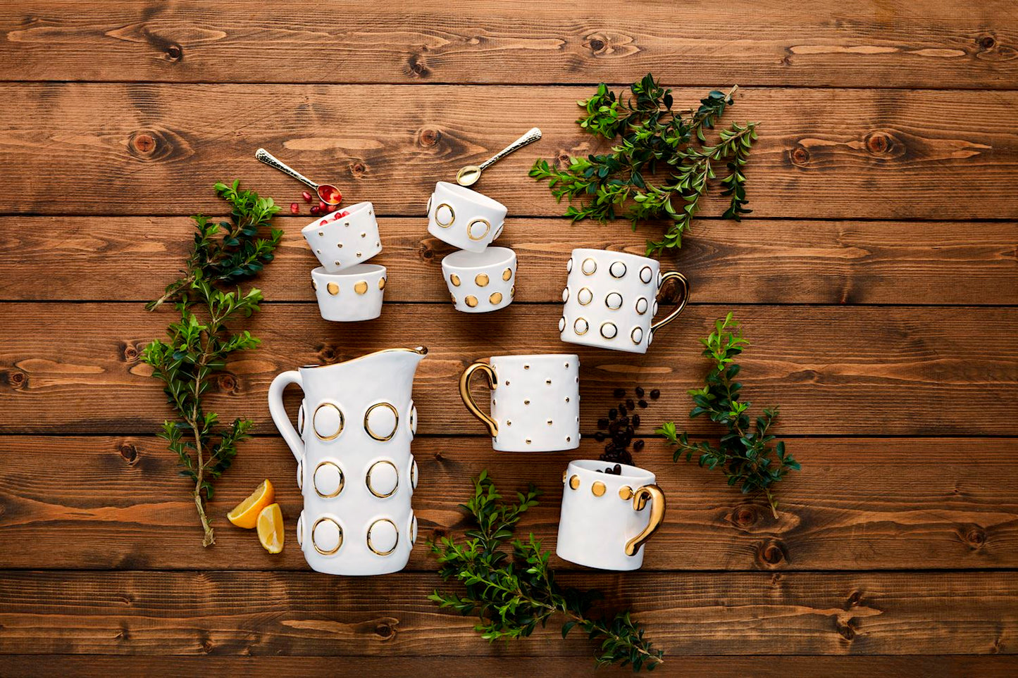 Gold & White Bead Mug