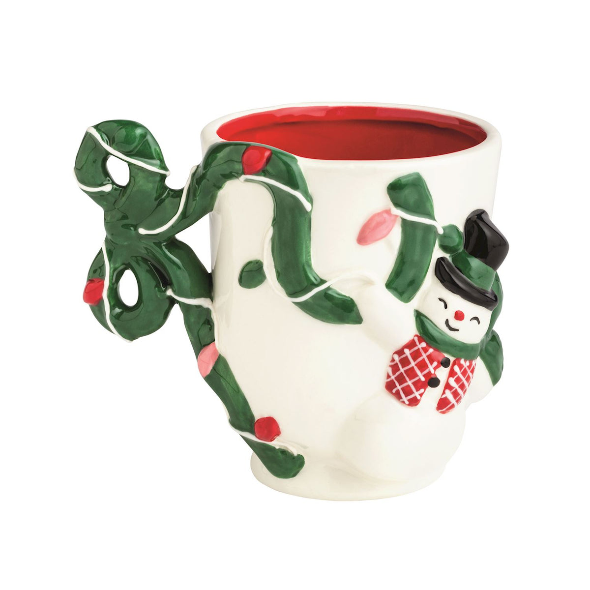 Snowman Bow Handle Christmas Mug
