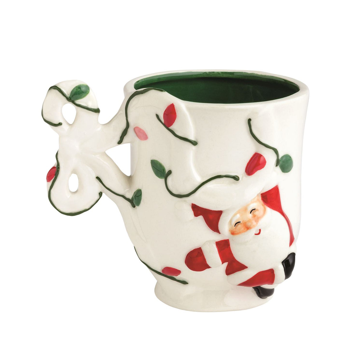 Santa Bow Handle Christmas Mug