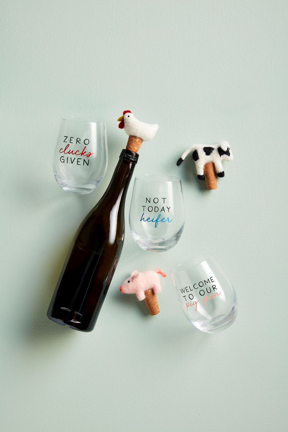 Chicken Wine Glass Topper Set