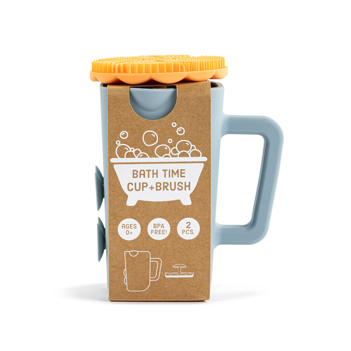 Orange Bathtime Brush & Blue Cup