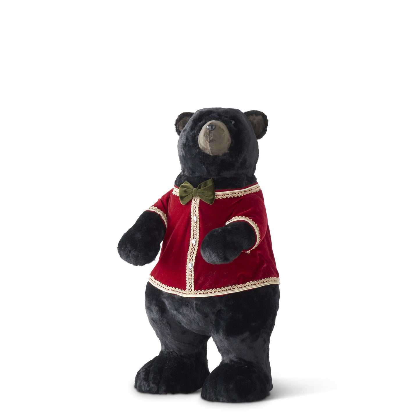 Bear in Burgundy & Gold Velvet Coat - Standing