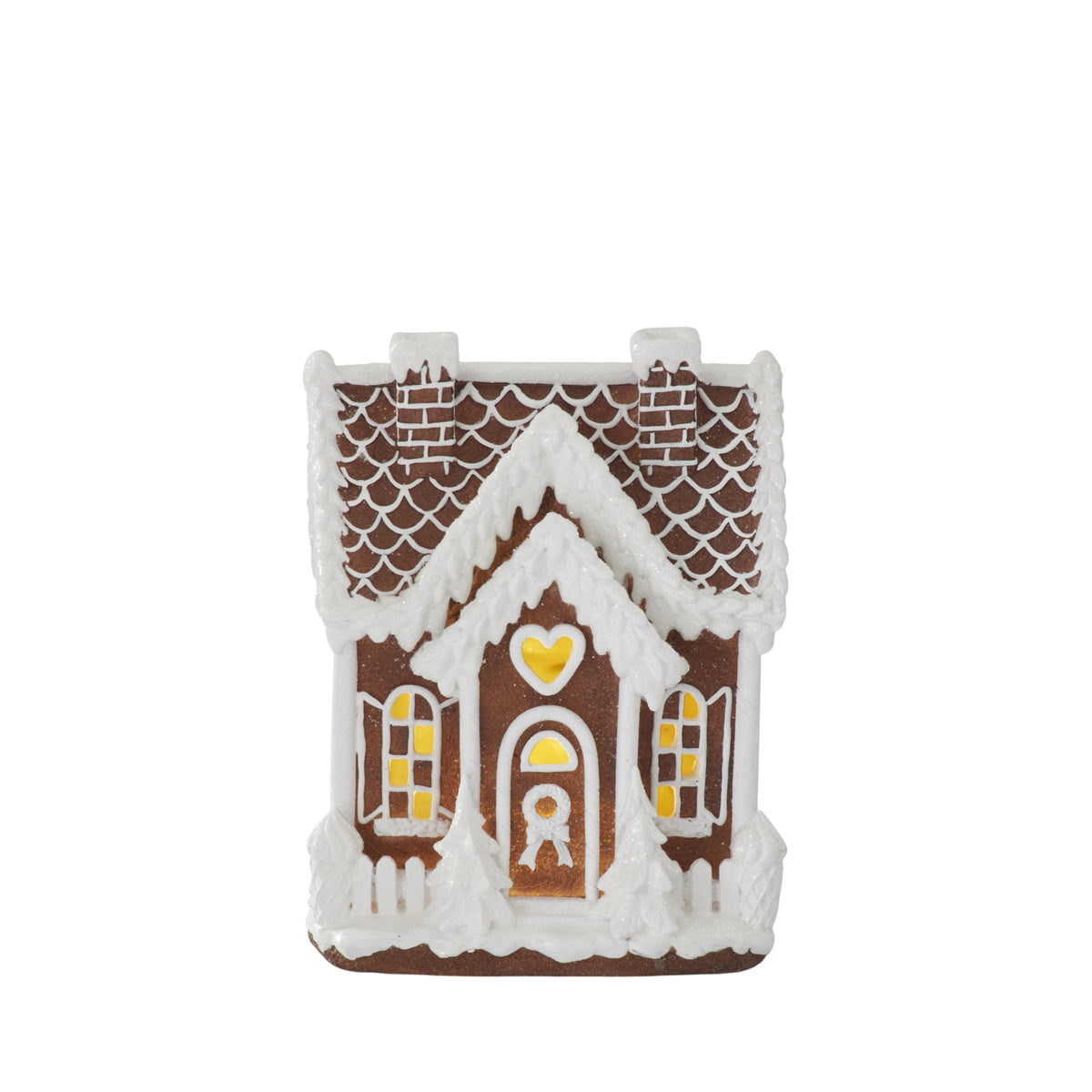 Large Resin LED Gingerbread House with White Glittered Icing