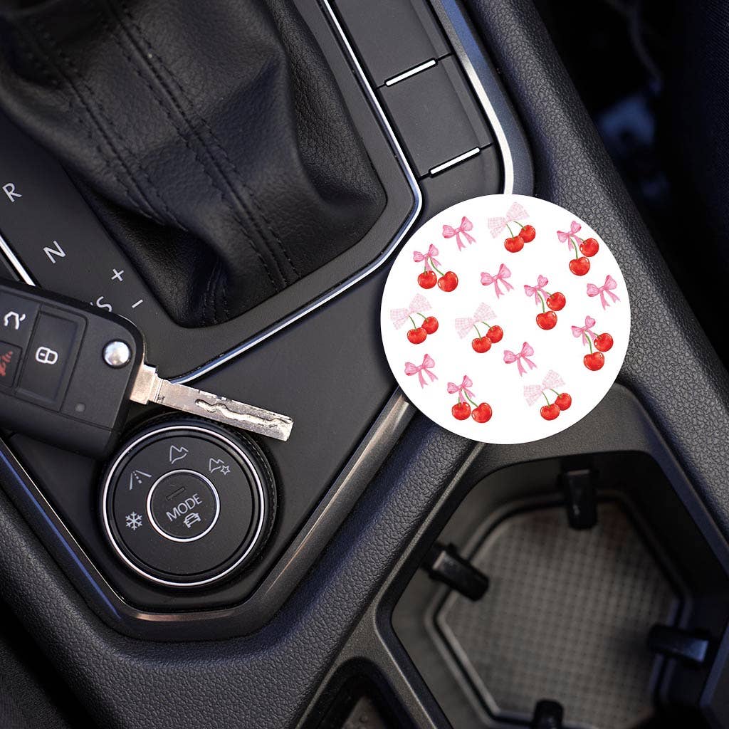 Cherries & Bows Car Coaster