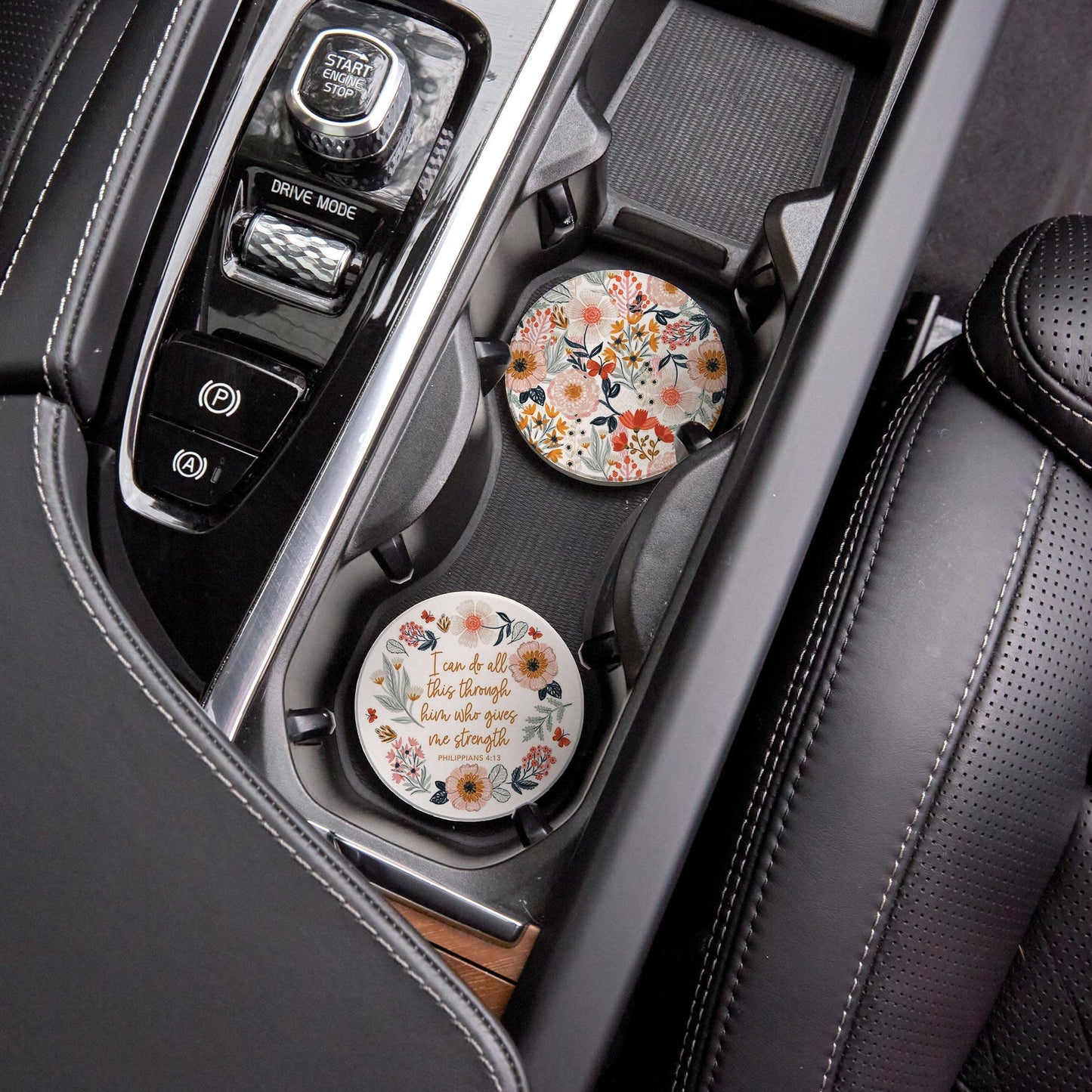 Kalia Lane Floral Bible Verse Car Coaster Set