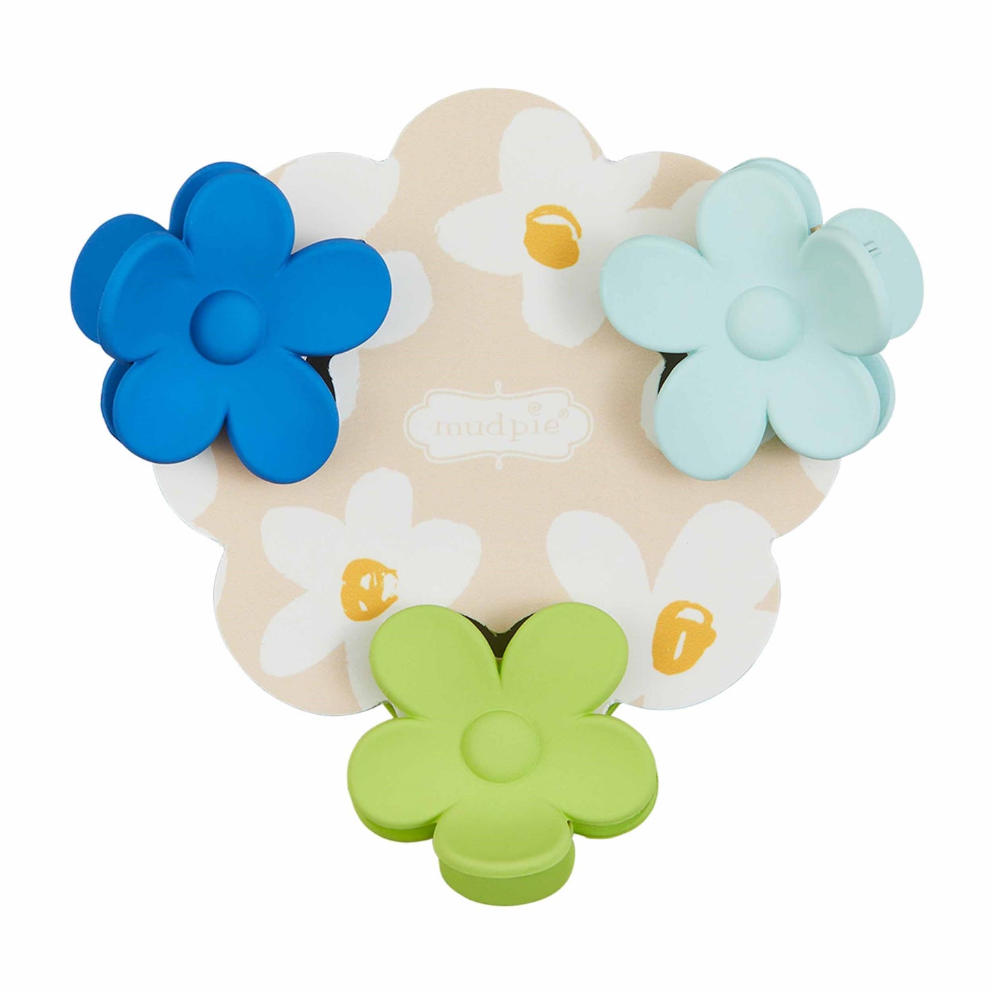 Mini Daisy Hair Clip Set - Blue & Green