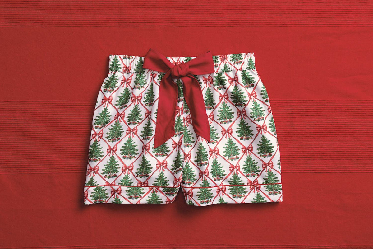 Christmas Tree Lattice Pajama Shorts