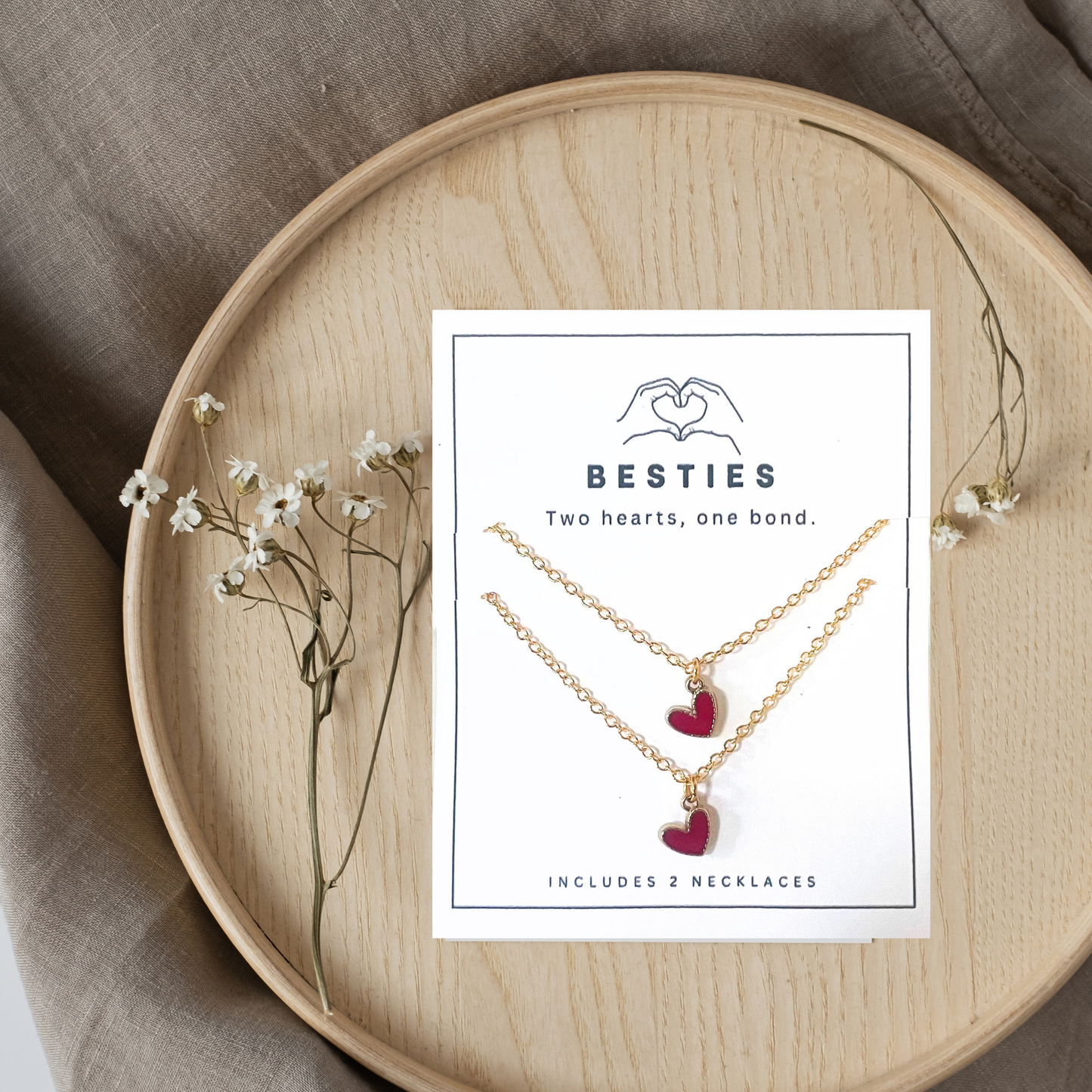 Bestie Heart Necklace Set