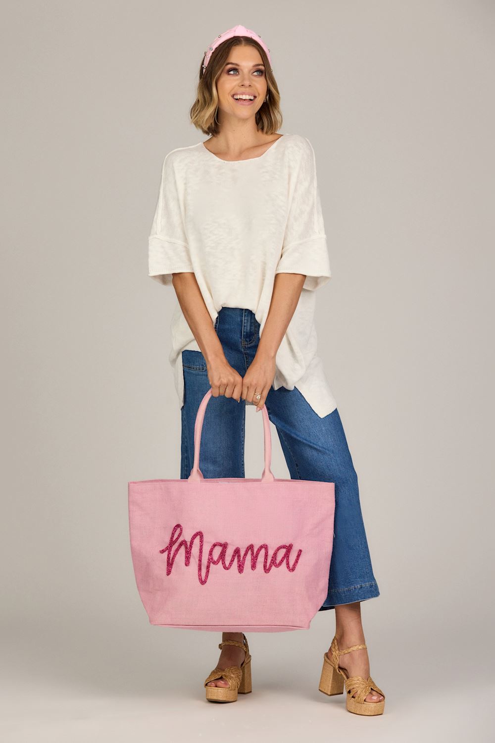 White Mama Sparkle Tote Bag