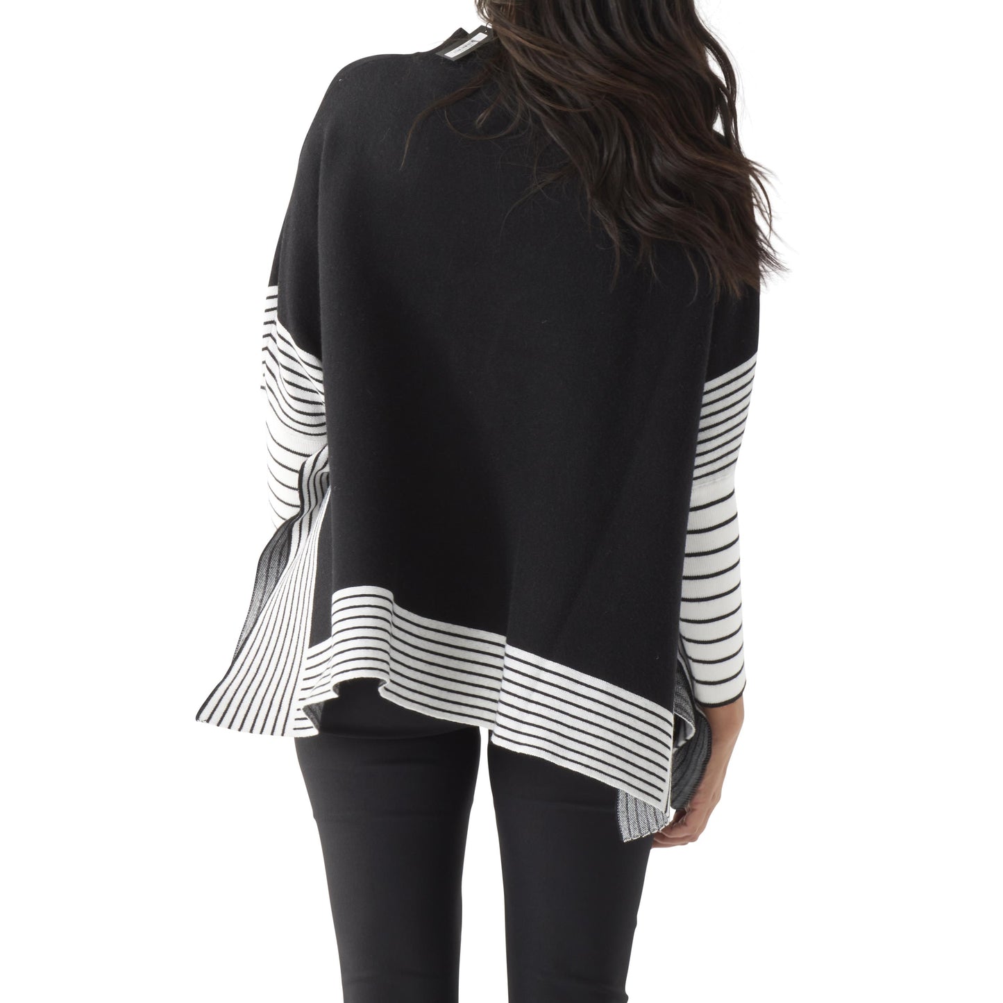 Black Stripe Sleeve Poncho