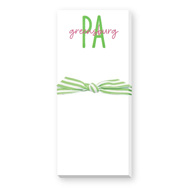 City & State Skinnie Notepad - Greensburg PA
