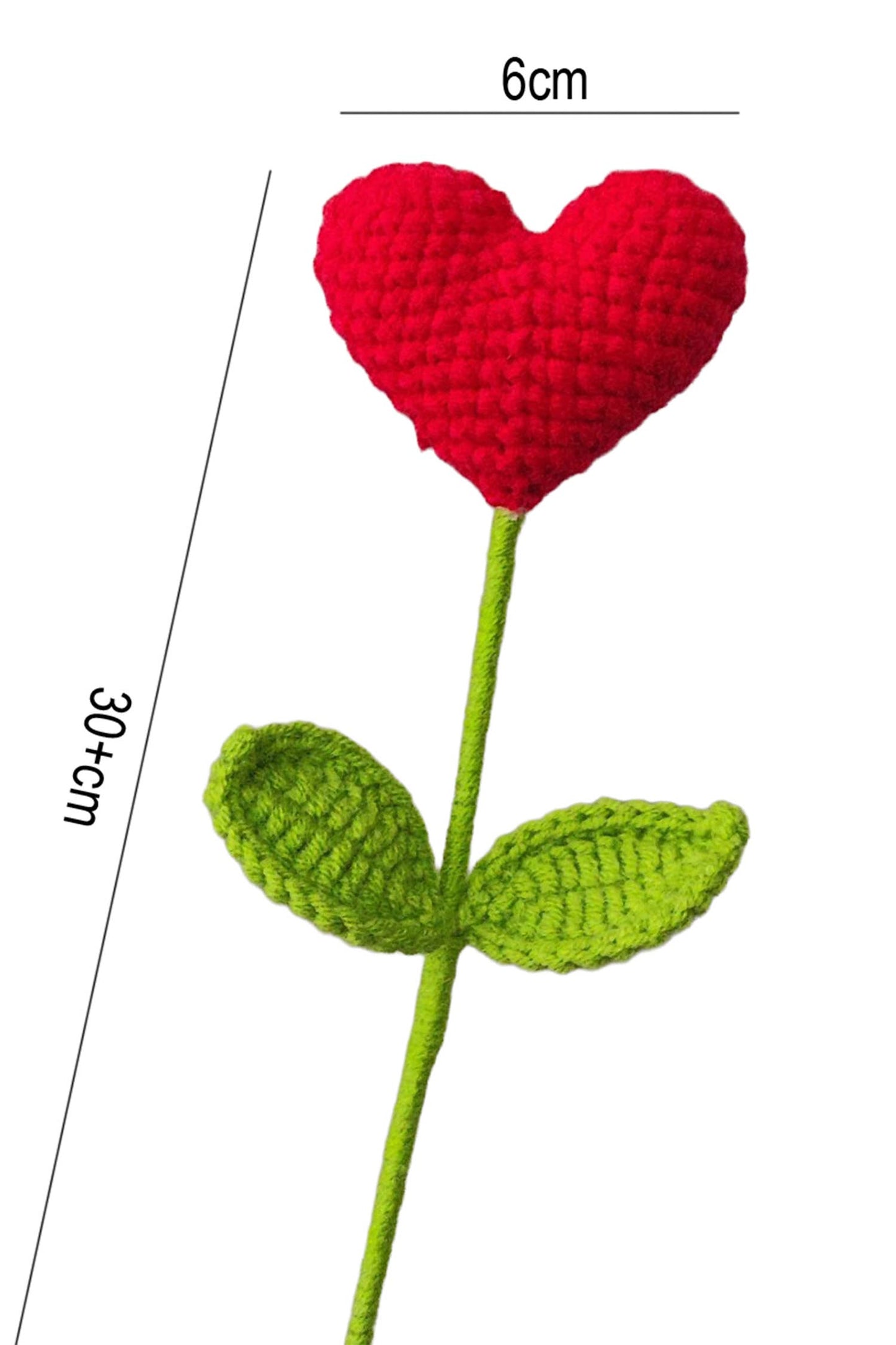 Valentine's Heart Flower Knitted Stem