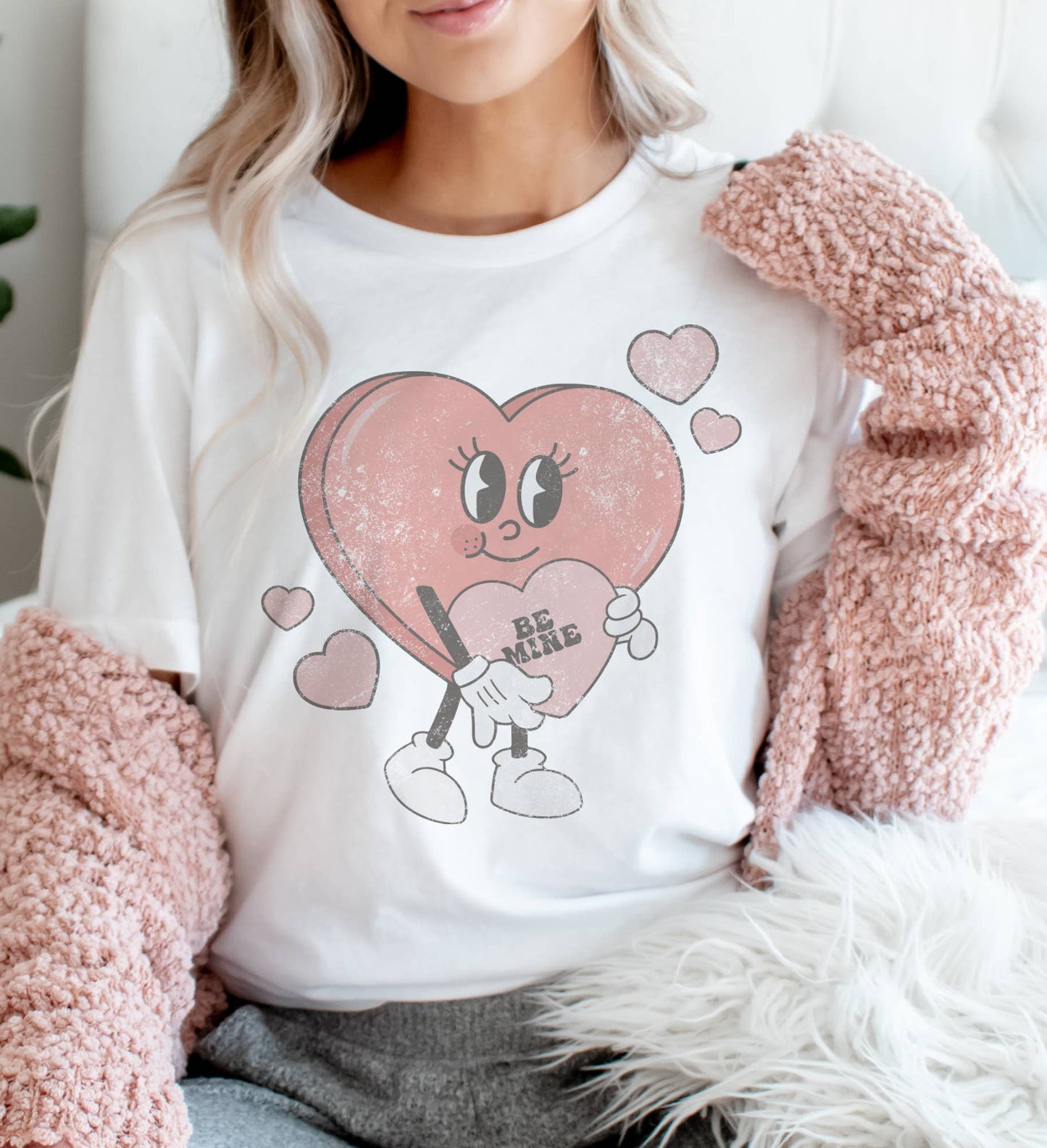 Graphic Tee - Vintage Smiley & Be Mine Candy Heart