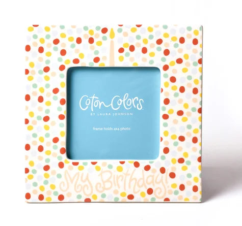 Small Dot Birthday Square Frame Pink