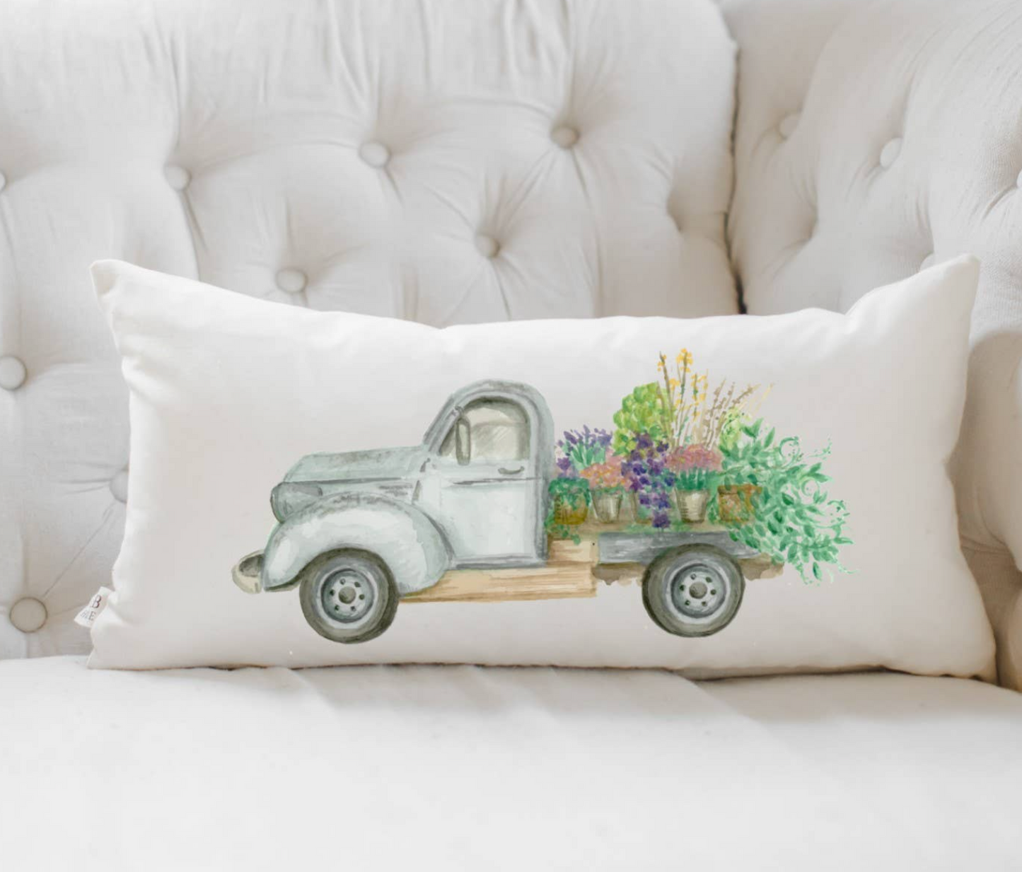 Floral Truck Lumbar Pillow Cover