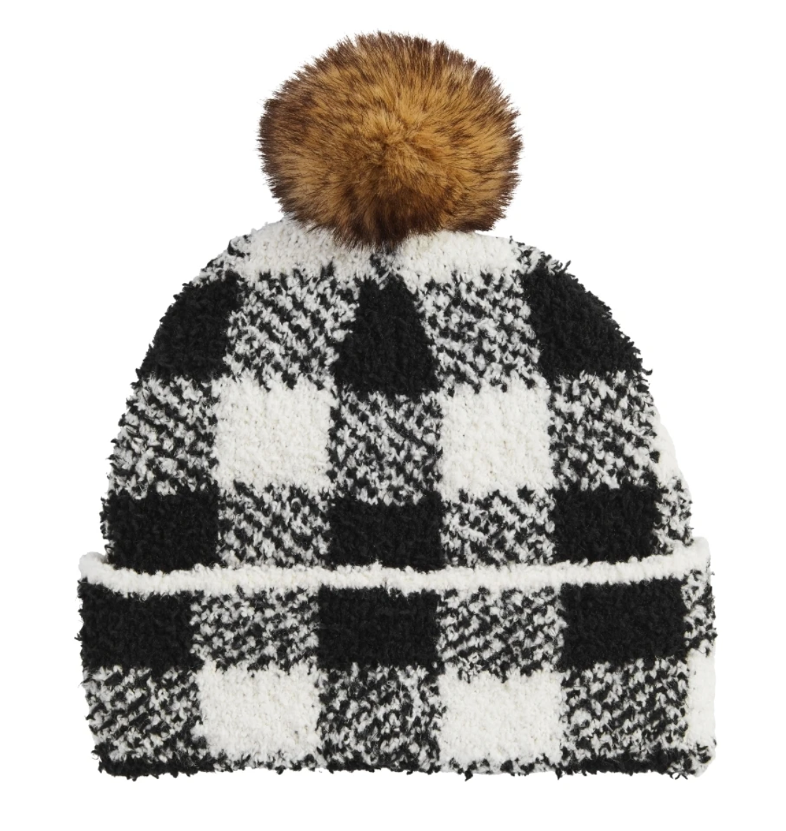 Chenille Beanies White Check