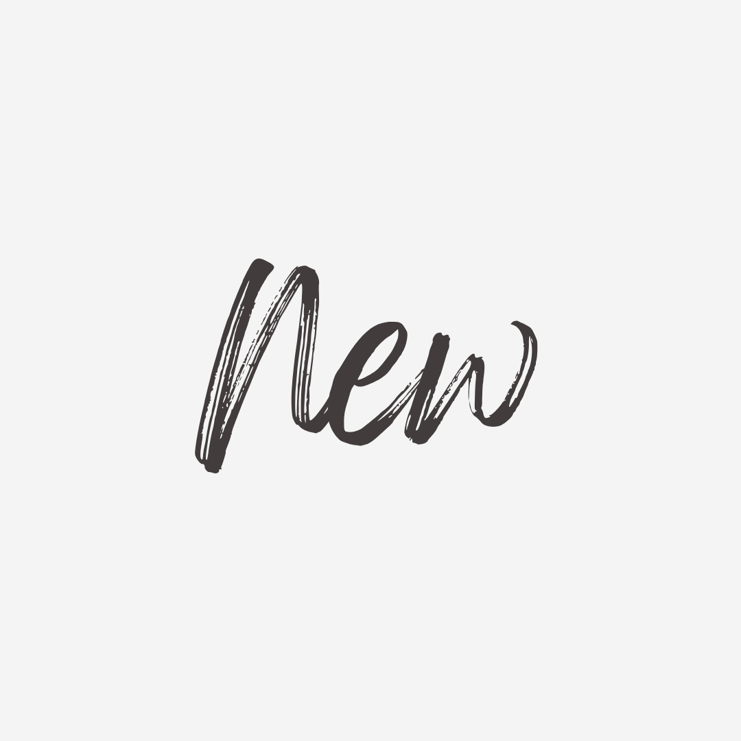 Stylish black brushstroke text reading new representing new home decor arrivals collection