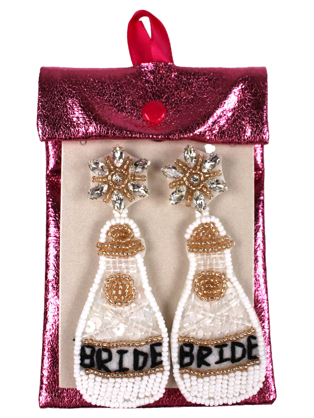 Beaded Earrings - Champagne Bottle