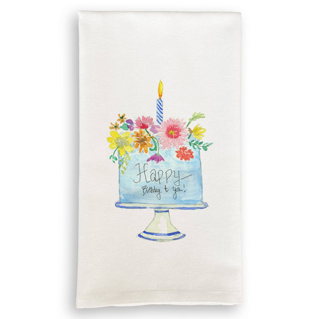 Floral Birthday Cake Dishtowel