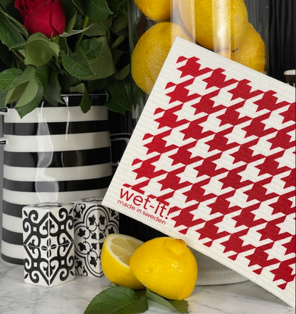 Houndstooth Red Swedish Cloth
